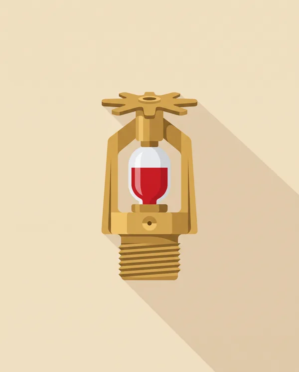 Illustration plate d'une tête de sprinkler avec ampoule thermosensible